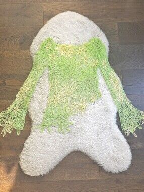 Y2K Mermaid Crochet Knit Beaded Bell Sleeve Assymetrical Top